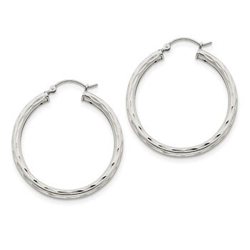 Lex & Lu Sterling Silver D/C Satin Polished Hoop Earrings LAL22513 